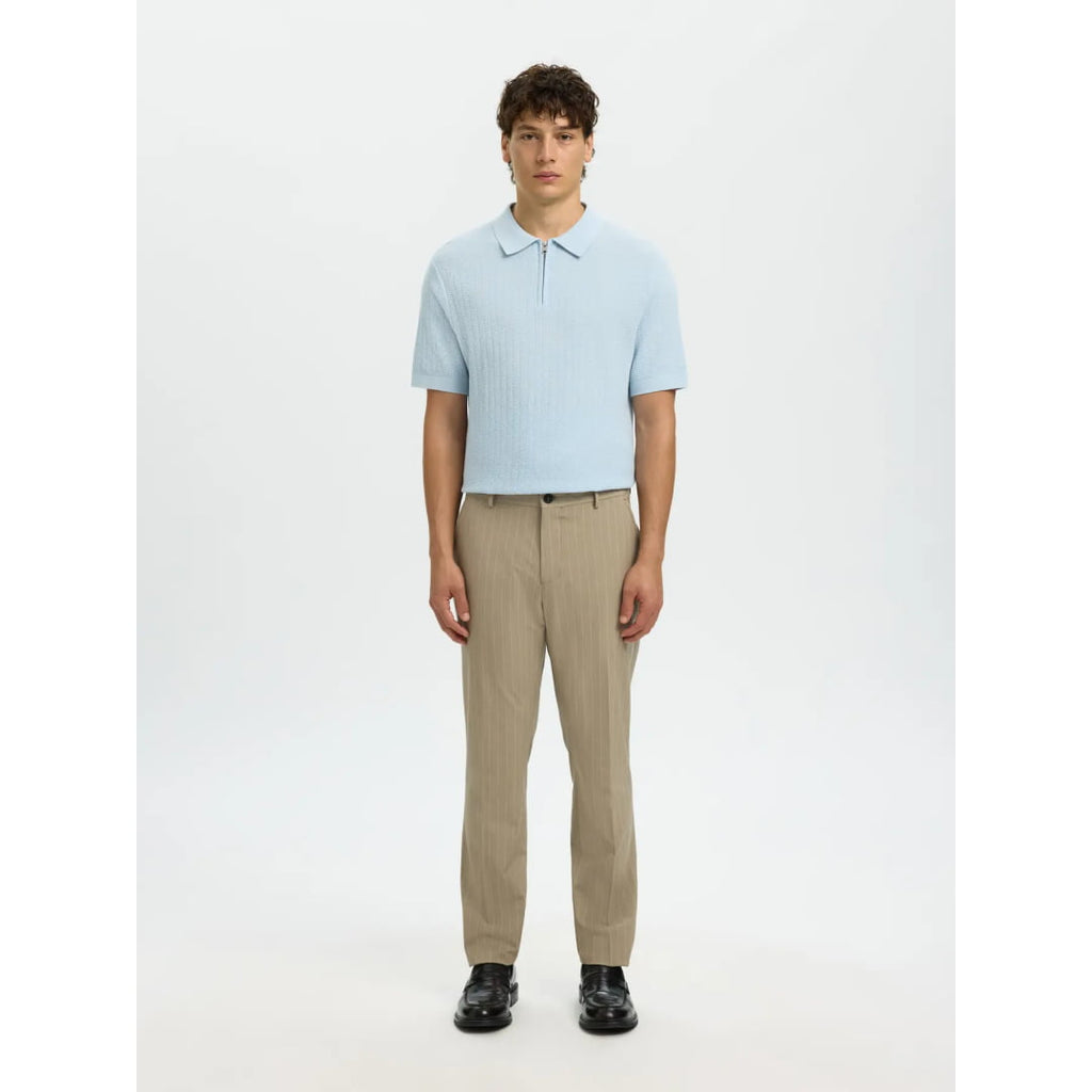 Polo Selected SLMCRAN SS Knit Structure Zip Skyway