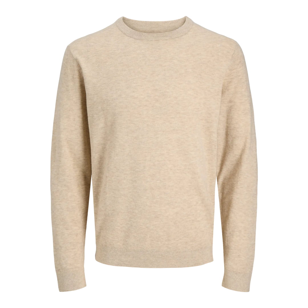 Pull Jack & Jones JJEPERFECT Wool Knit Crew Neck Oatmeal