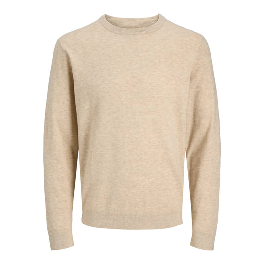 Pull Jack & Jones JJEPERFECT Wool Knit Crew Neck Oatmeal