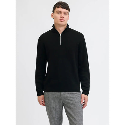 Pull Jack & Jones JPRBLAMILANO Stitch Knit Half Zip Black