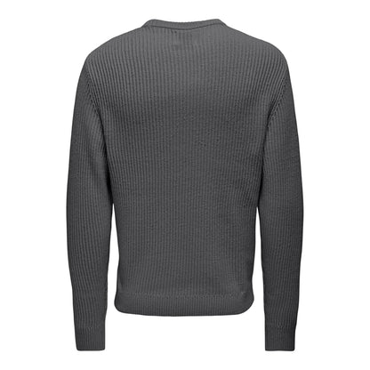 Pull Only & Sons Onsfergal Life Reg 7 Rib Crew Knit Grey
