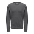 Pull Only & Sons Onsfergal Life Reg 7 Rib Crew Knit Grey