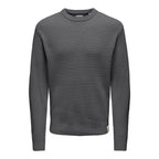 Pull Only & Sons Onsfergal Life Reg 7 Rib Crew Knit Grey