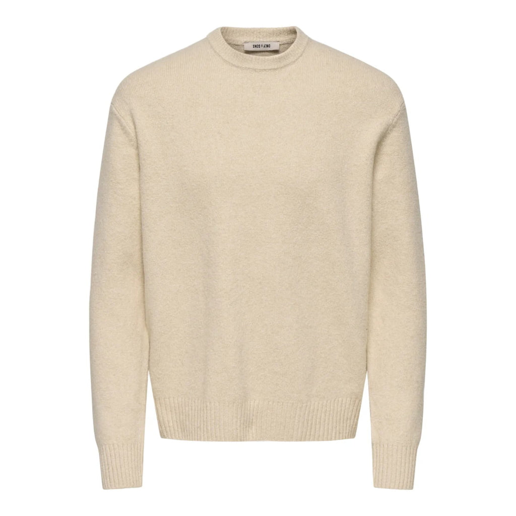 Pull Only & Sons Onsjames Rlx Crew Knit Oatmeal