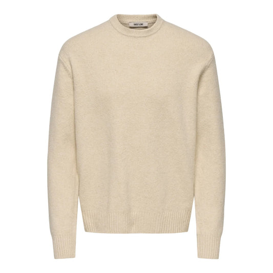 Pull Only & Sons Onsjames Rlx Crew Knit Oatmeal