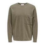 Pull Only & Sons Onslamai 12 Pocket Crew Knit Desert Taupe