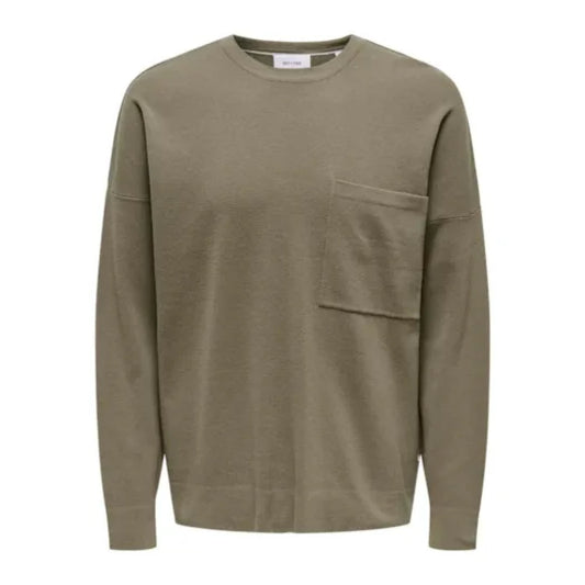 Pull Only & Sons Onslamai 12 Pocket Crew Knit Desert Taupe