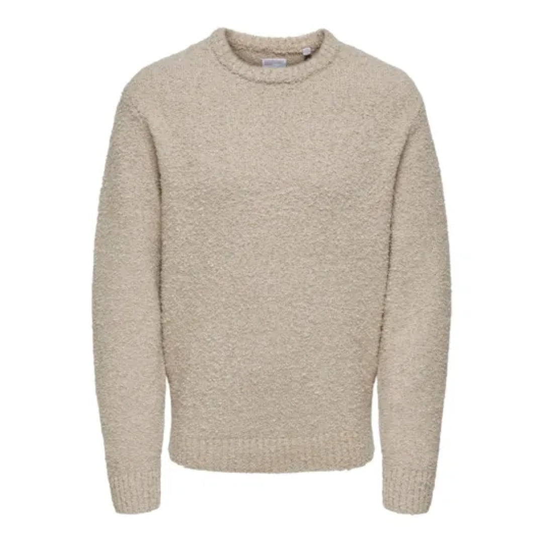 Pull Only & Sons Onsrory Vin 5 Boucle Crew Silver Lining