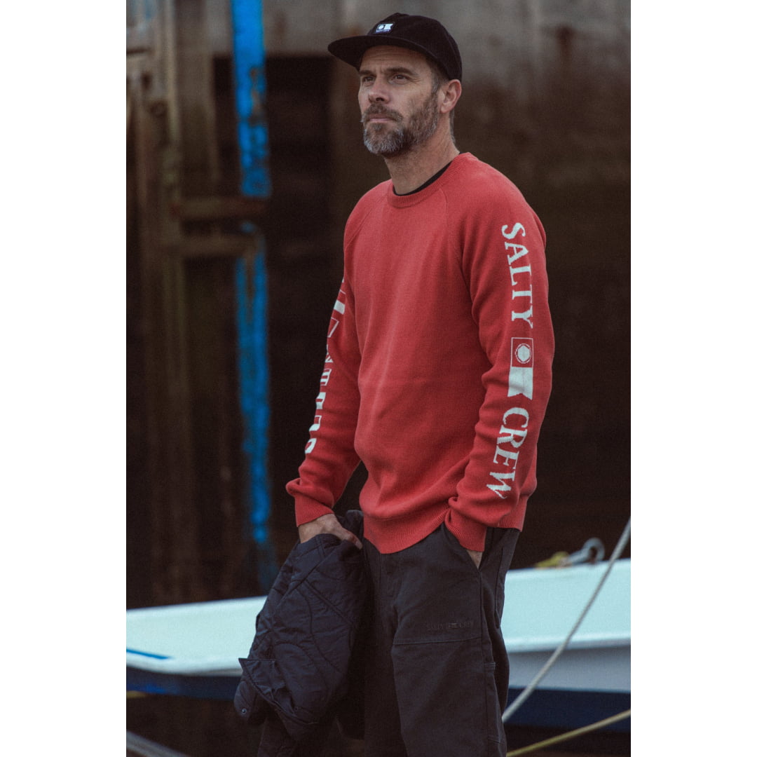 Pull Salty Crew Alpha Knit Washed Red - Insidshop.com