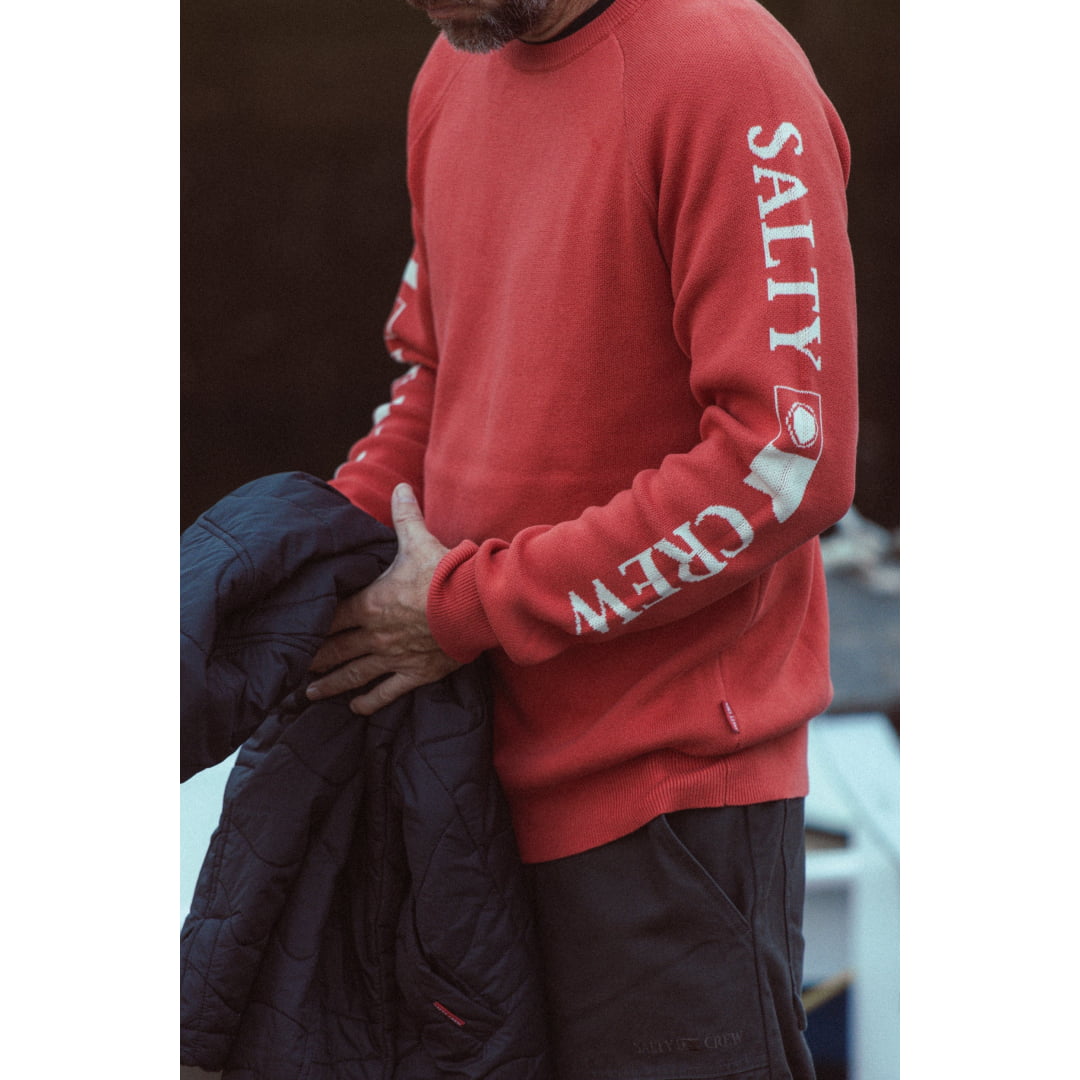 Pull Salty Crew Alpha Knit Washed Red - Insidshop.com
