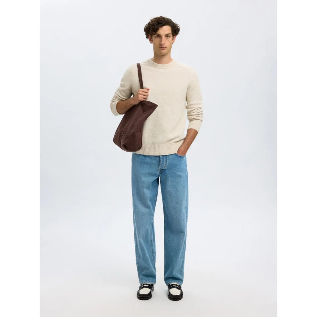 Pull Selected SLHRAI LS Crew Neck Oatmeal Melange - Slhrai