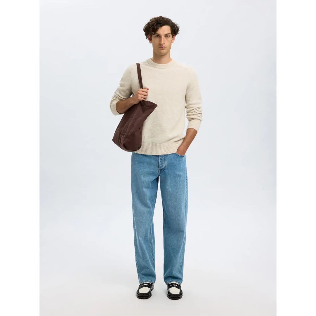 Pull Selected SLHRAI LS Crew Neck Oatmeal Melange - Slhrai