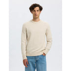 Pull Selected SLHRAI LS Crew Neck Oatmeal Melange - Slhrai