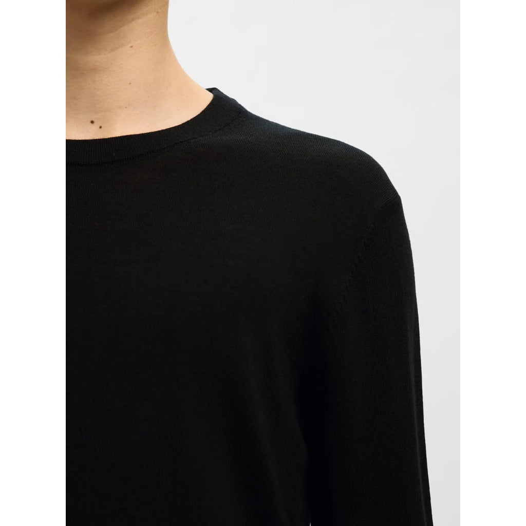 Pull Selected SLHTRAY Merino Crew Neck Black - Slhtray