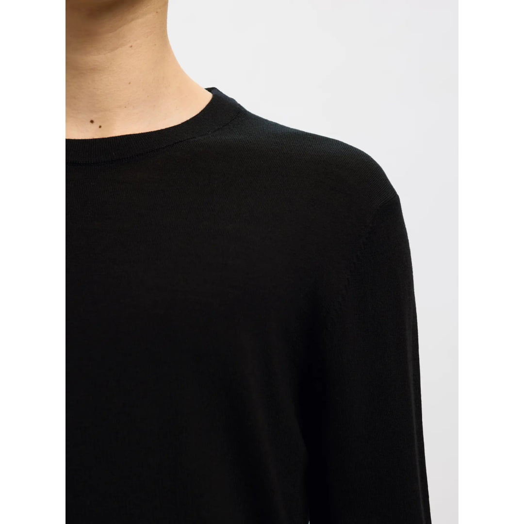 Pull Selected SLHTRAY Merino Crew Neck Black - Slhtray