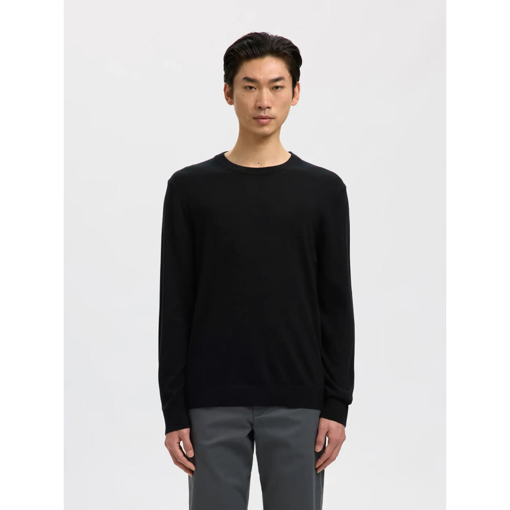 Pull Selected SLHTRAY Merino Crew Neck Black - Slhtray