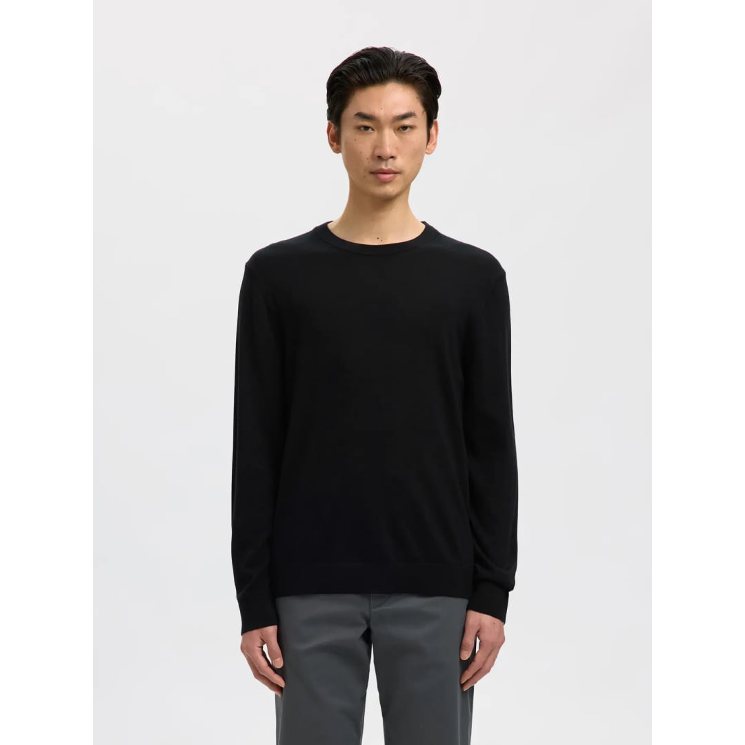 Pull Selected SLHTRAY Merino Crew Neck Black - Slhtray