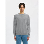 Pull Selected SLHTRAY Merino Crew Neck Medium Grey Melange
