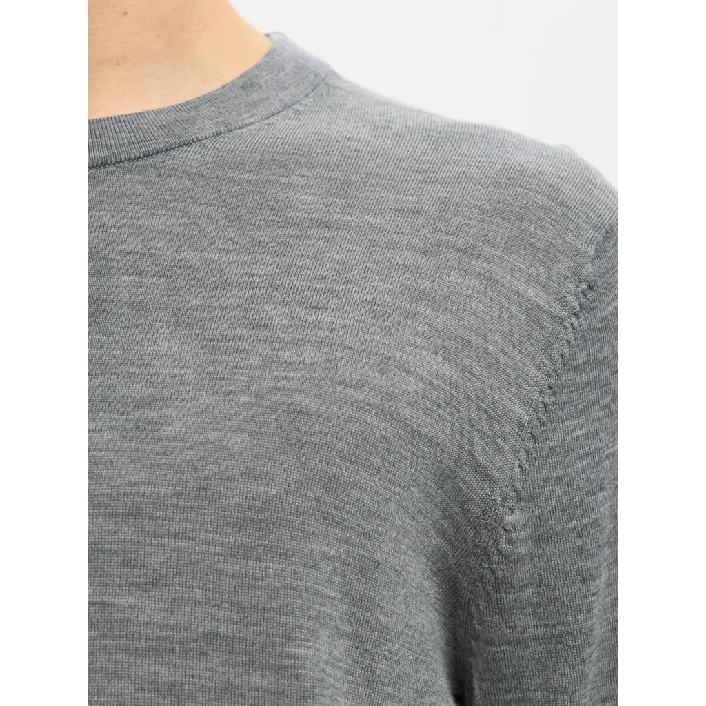 Pull Selected SLHTRAY Merino Crew Neck Medium Grey Melange
