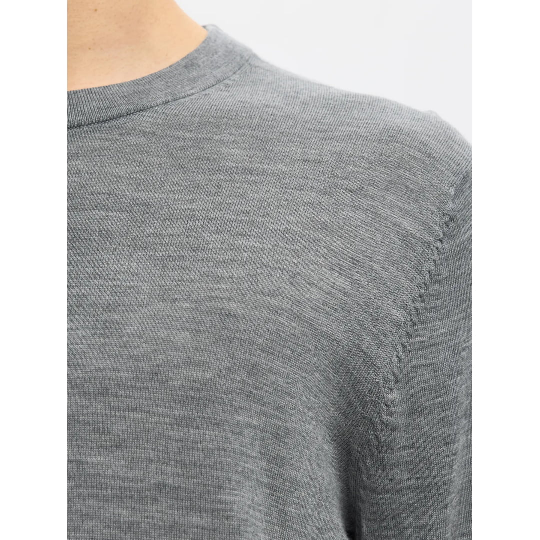 Pull Selected SLHTRAY Merino Crew Neck Medium Grey Melange