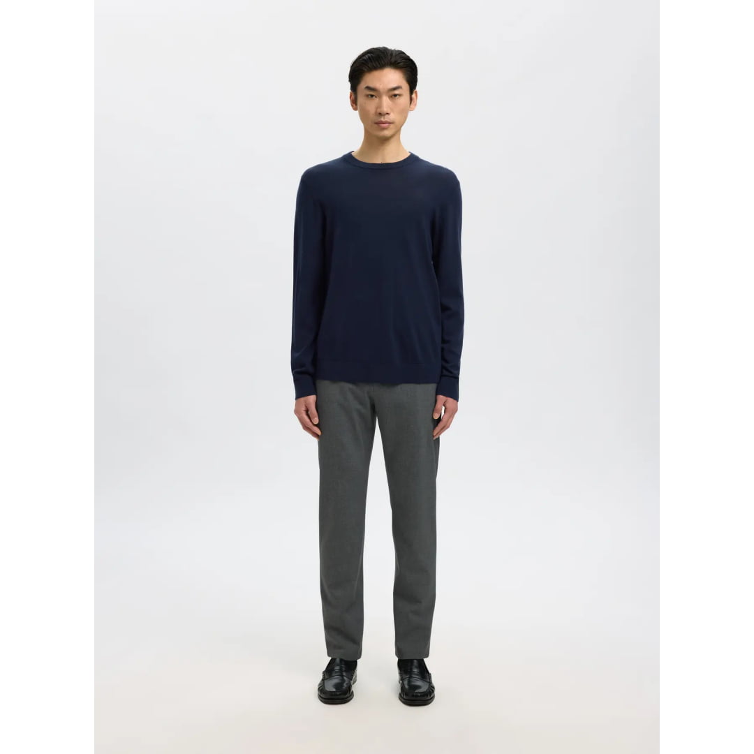 Pull Selected SLHTRAY Merino Crew Neck Navy Blazer - Slhtray