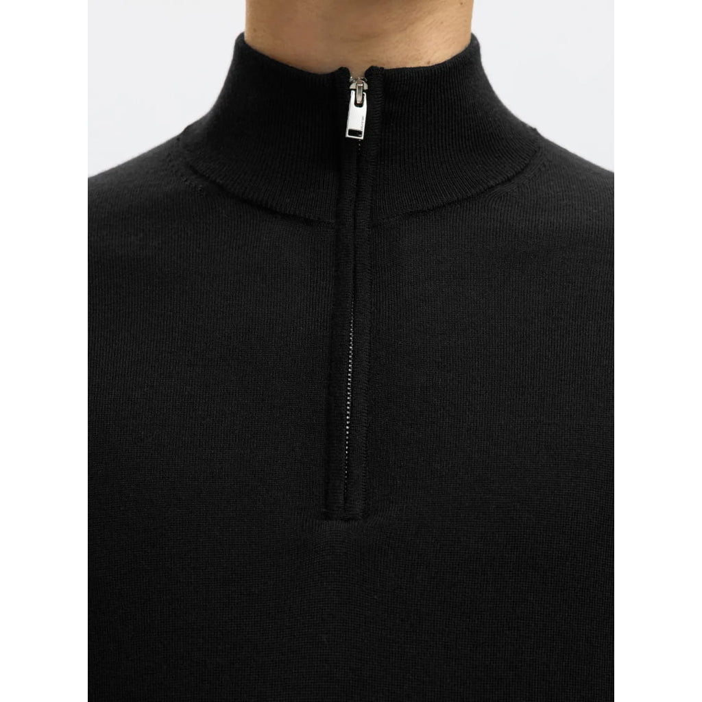 Pull Selected SLHTRAY Merino Half Zip Black - Slhtray