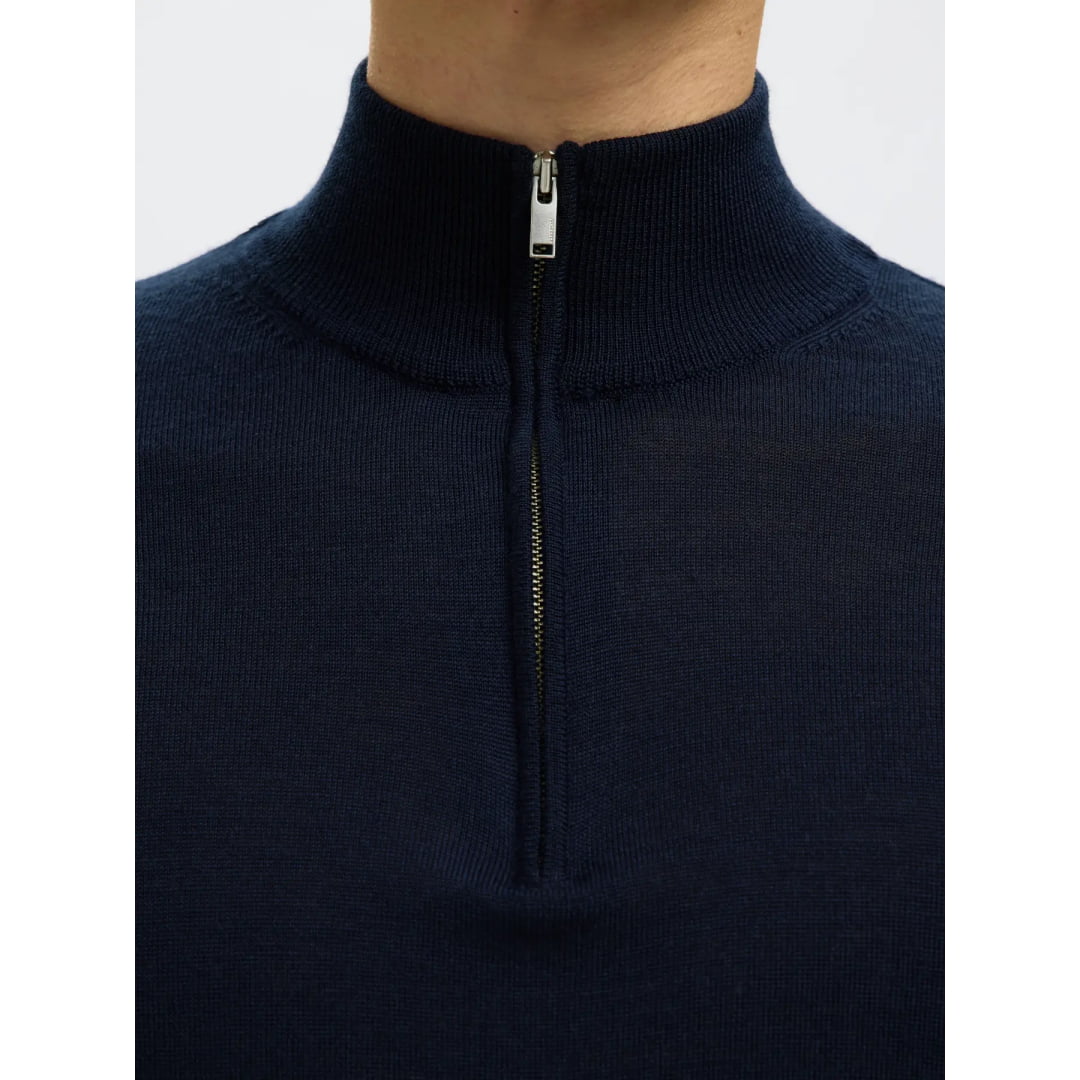 Pull Selected SLHTRAY Merino Half Zip Navy Blazer - Slhtray