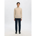 Pull Selected SLHTRAY Merino Half Zip Oatmeal Melange