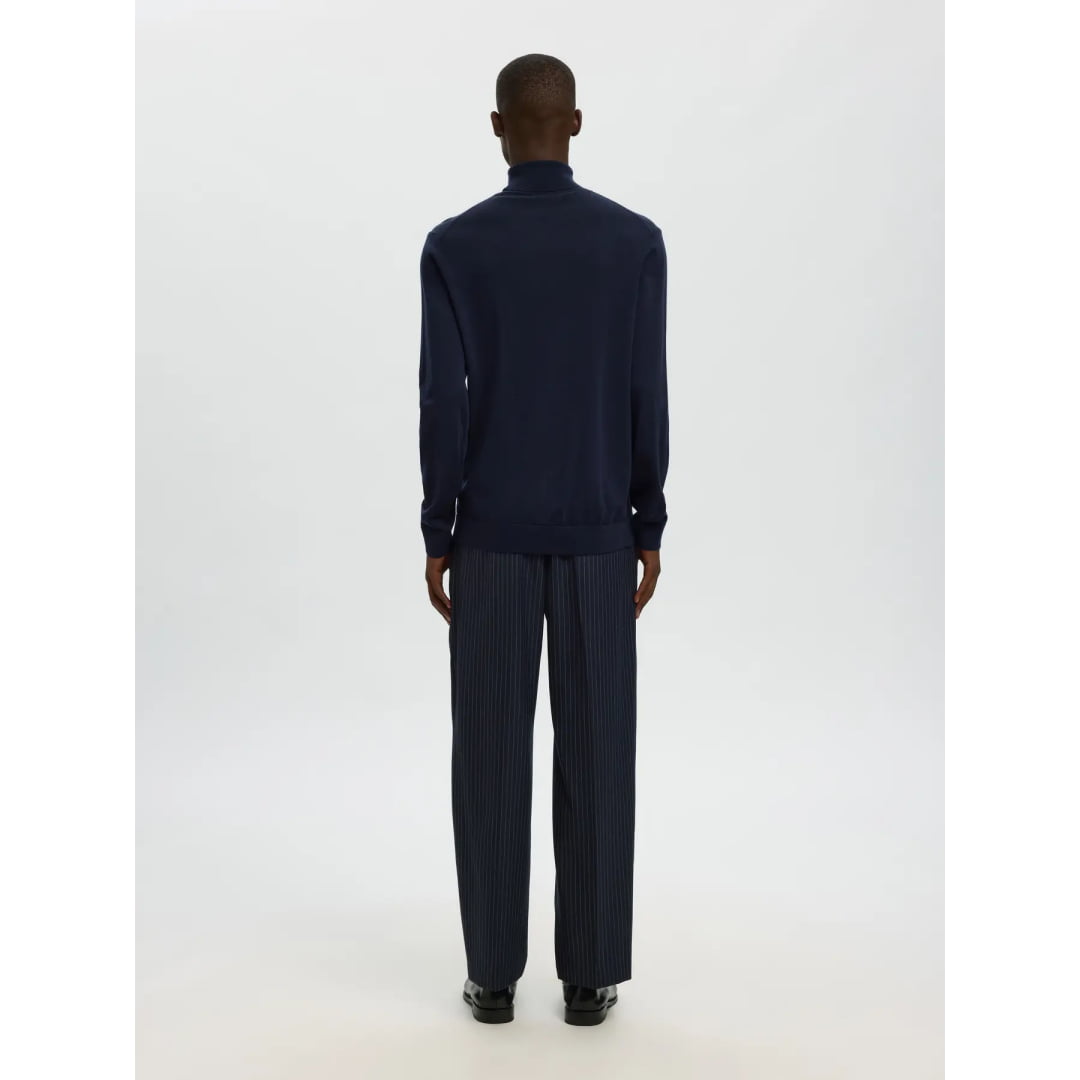 Pull Selected SLHTRAY Merino Roll Neck Navy Blazer - Slhtray