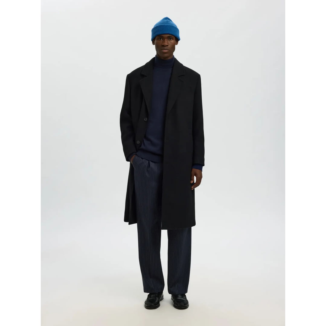 Pull Selected SLHTRAY Merino Roll Neck Navy Blazer - Slhtray