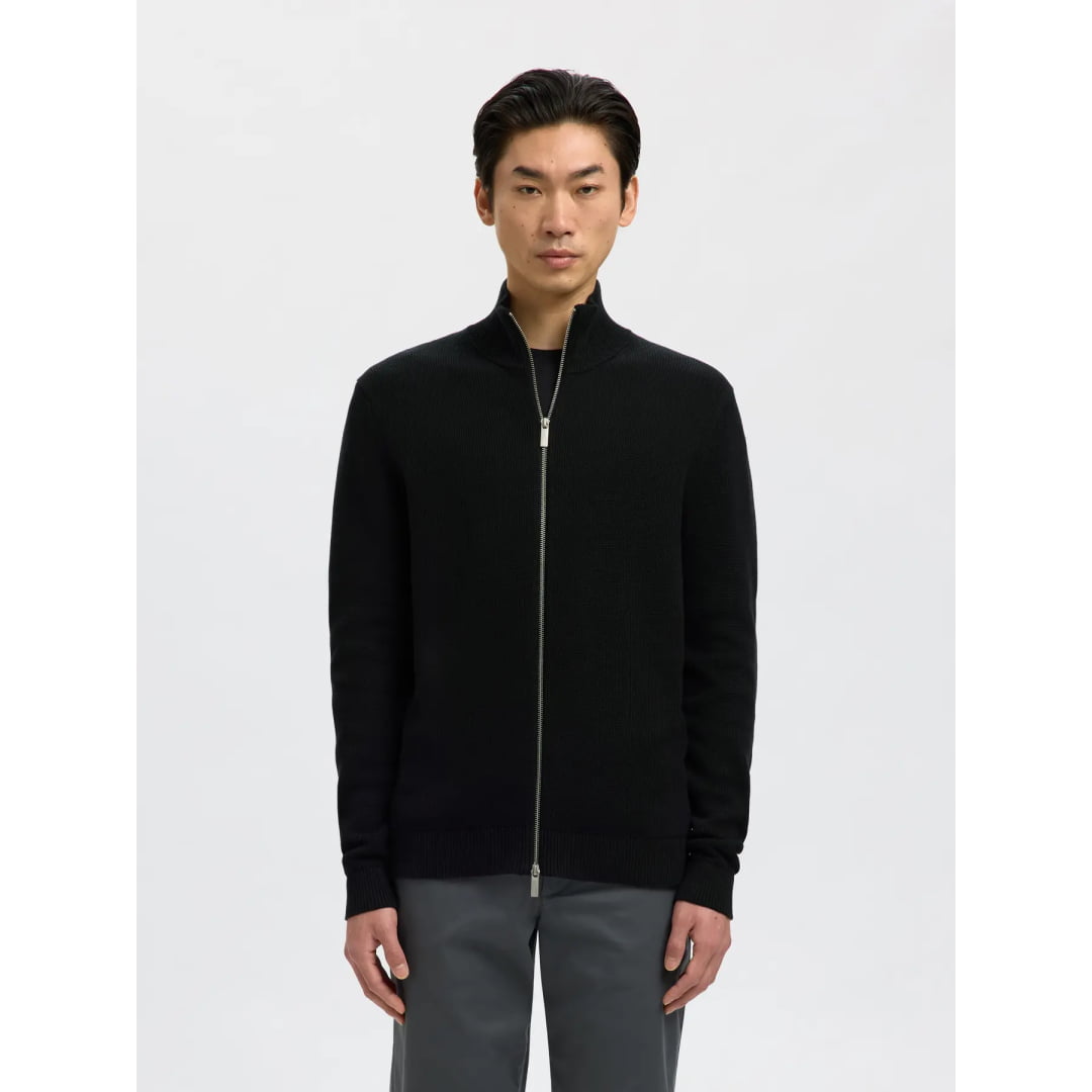 Pull Selected SLMDANE LS Knit Structure Full Zip Black