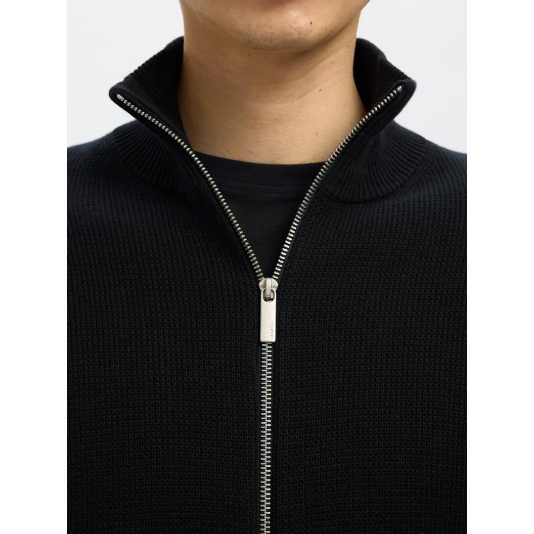 Pull Selected SLMDANE LS Knit Structure Full Zip Black