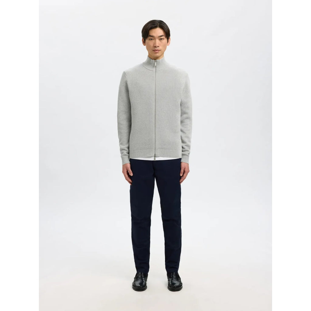 Pull Selected SLMDANE LS Knit Structure Full Zip Light Grey