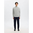 Pull Selected SLMDANE LS Knit Structure Full Zip Light Grey