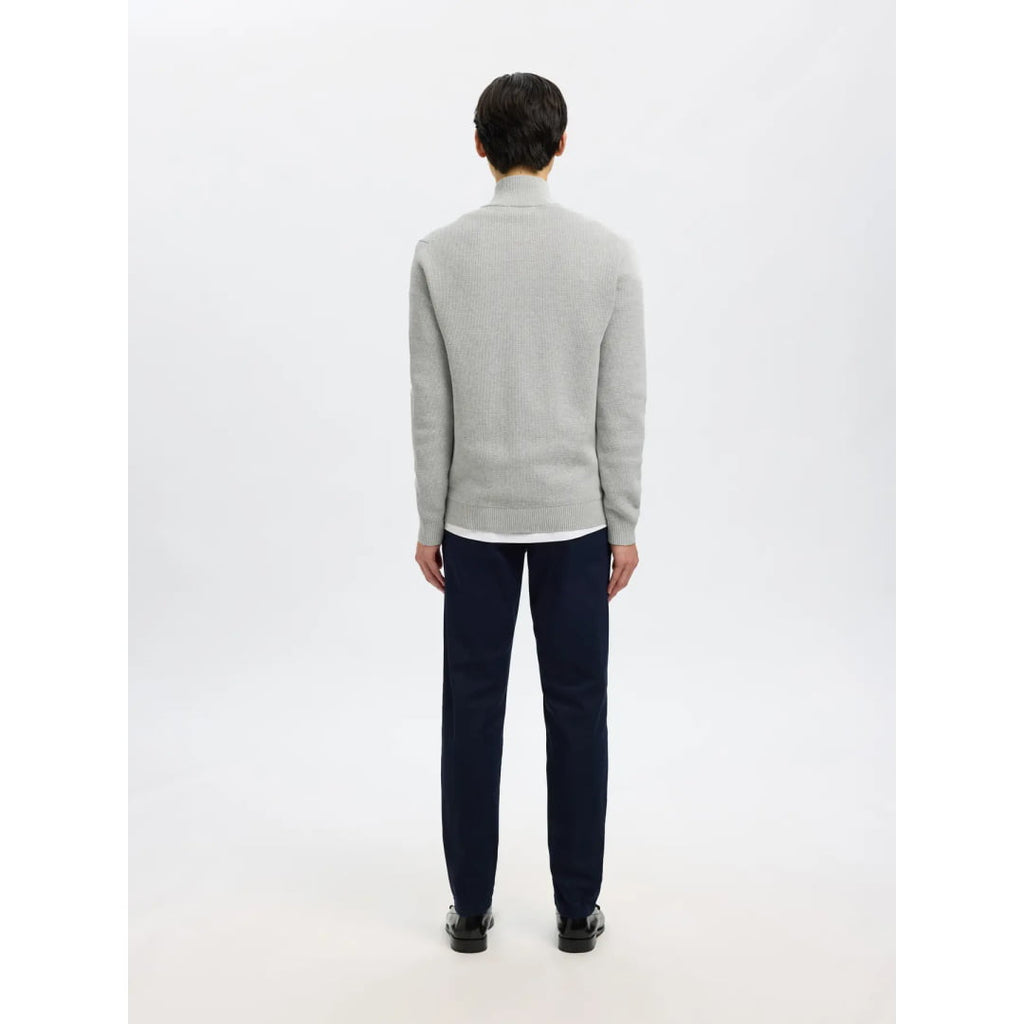 Pull Selected SLMDANE LS Knit Structure Full Zip Light Grey