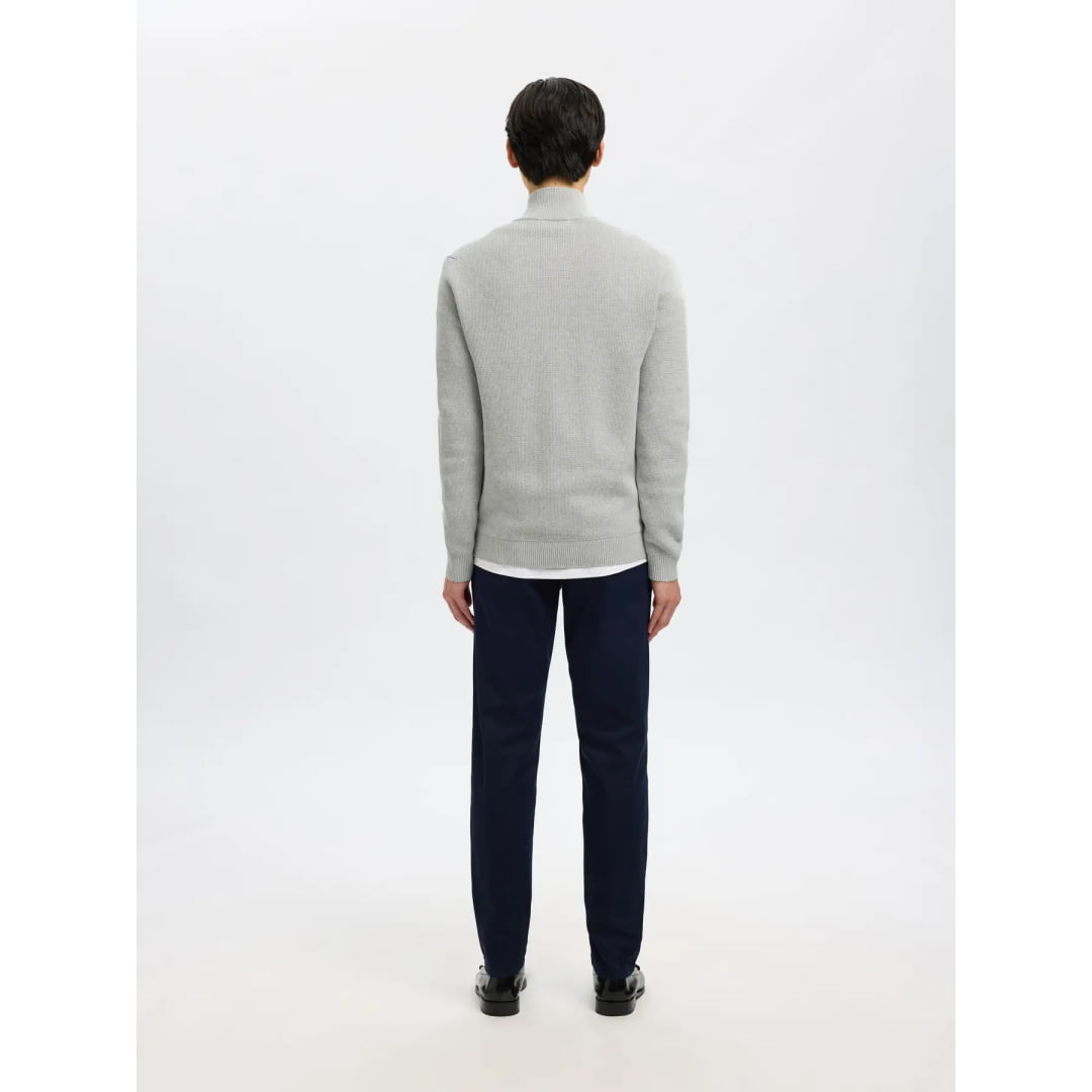 Pull Selected SLMDANE LS Knit Structure Full Zip Light Grey