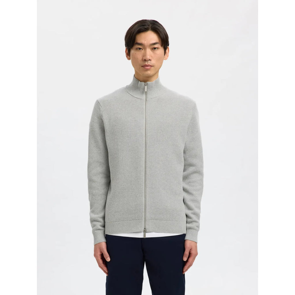 Pull Selected SLMDANE LS Knit Structure Full Zip Light Grey
