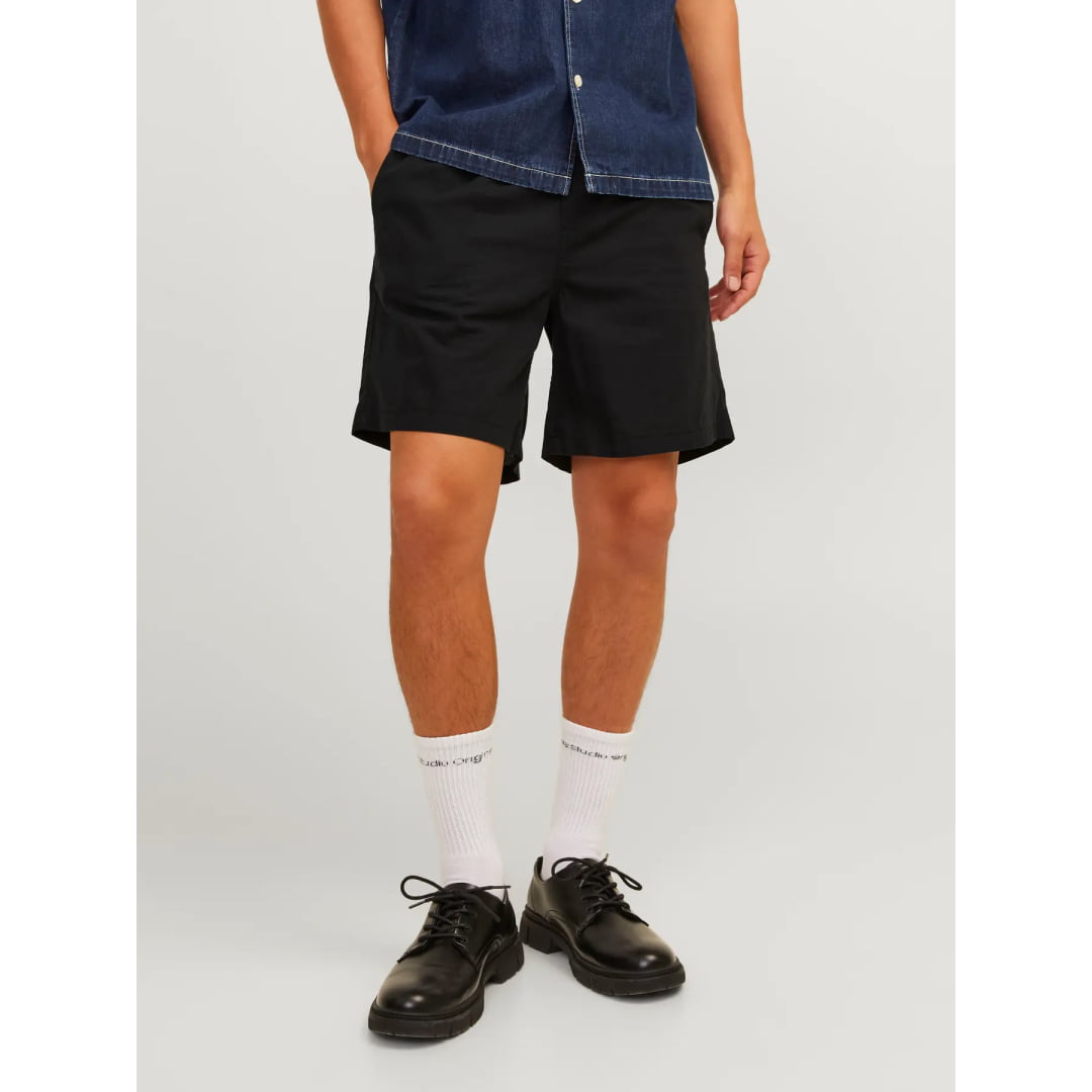 Short Jack & Jones JPSTJAIDEN Summer Linen Blend Black