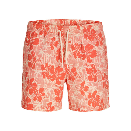 Short Jack & Jones JPSTMAUI Flower Seersucker Hot Coral