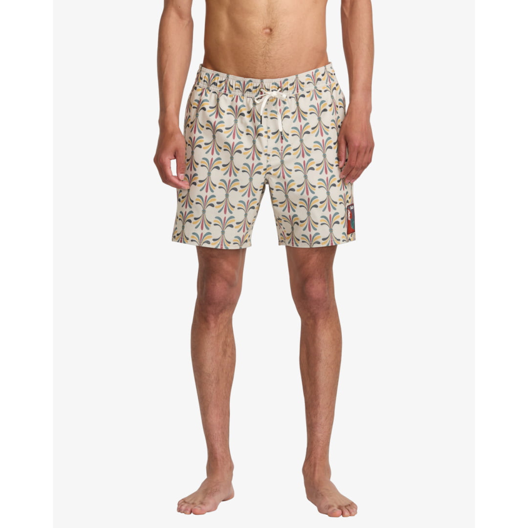 Short RVCA LA Eye Floral Elastic 17’’ Light Khaki - Rvca