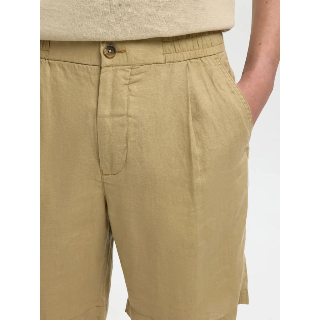 Short Selected SLHREGULAR Art Linen Savannah Tan