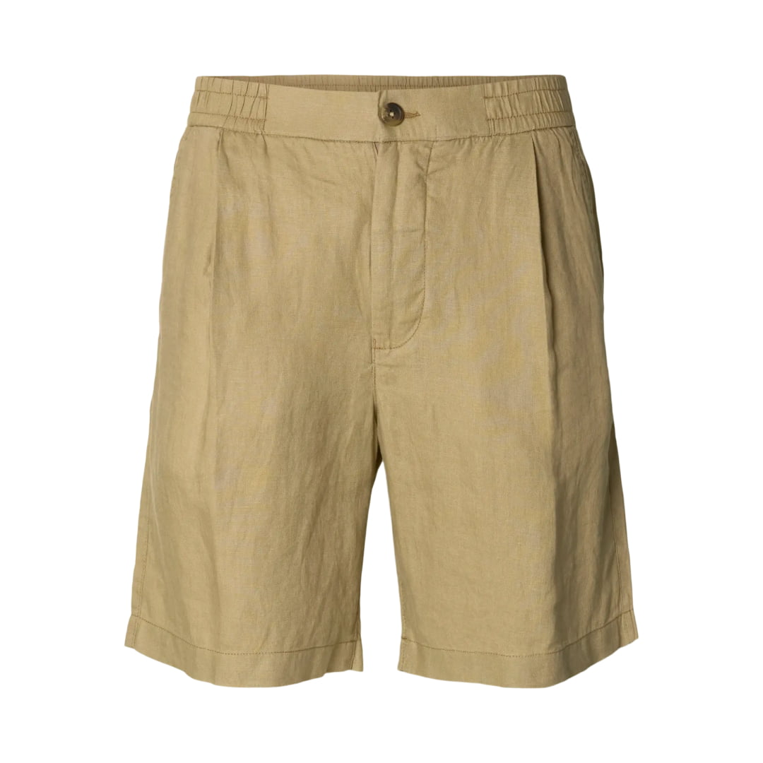 Short Selected SLHREGULAR Art Linen Savannah Tan