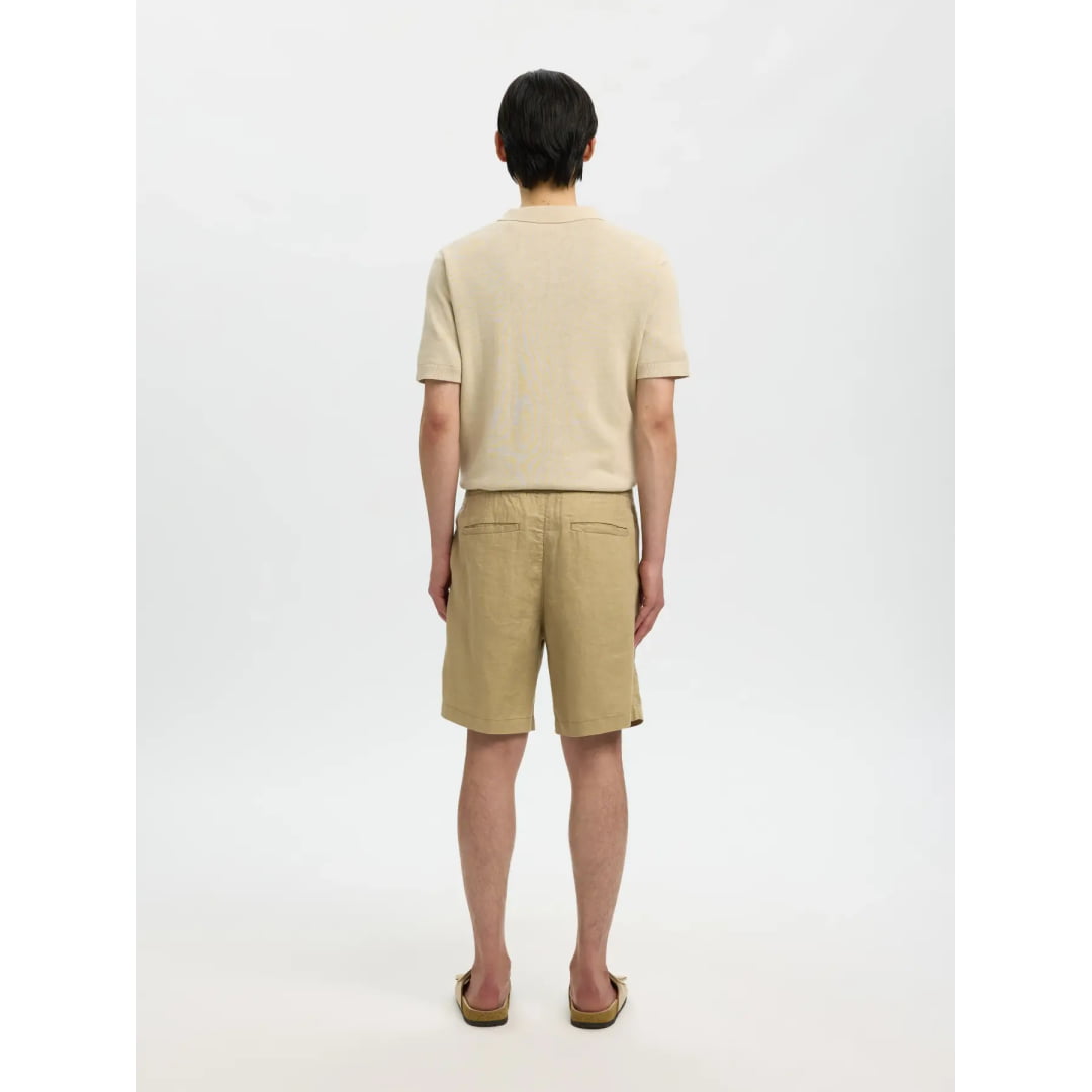 Short Selected SLHREGULAR Art Linen Savannah Tan
