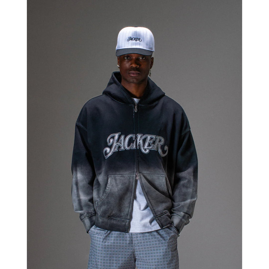 Sweat à Capuche Jacker Curve Logo Zip Gradient Washed