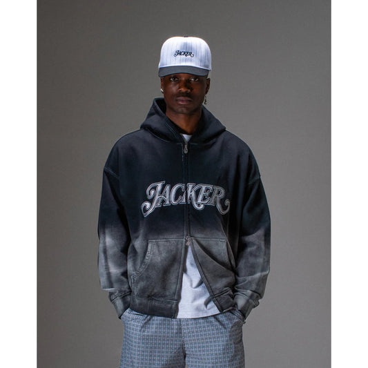 Sweat à Capuche Jacker Curve Logo Zip Gradient Washed