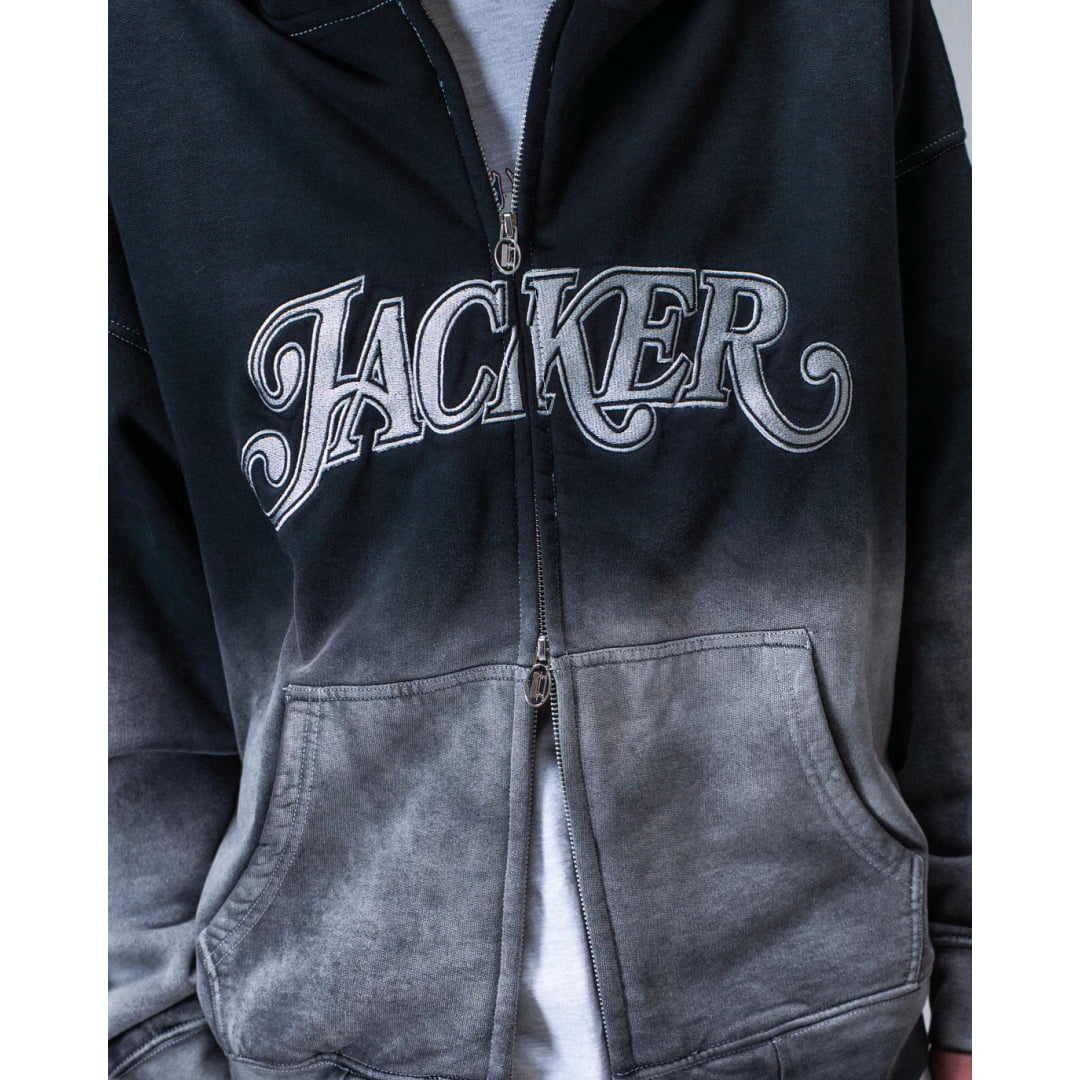 Sweat à Capuche Jacker Curve Logo Zip Gradient Washed