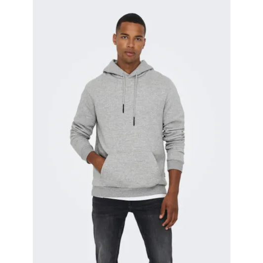 Sweat à Capuche Only & Sons Onsceres Light Grey Melange