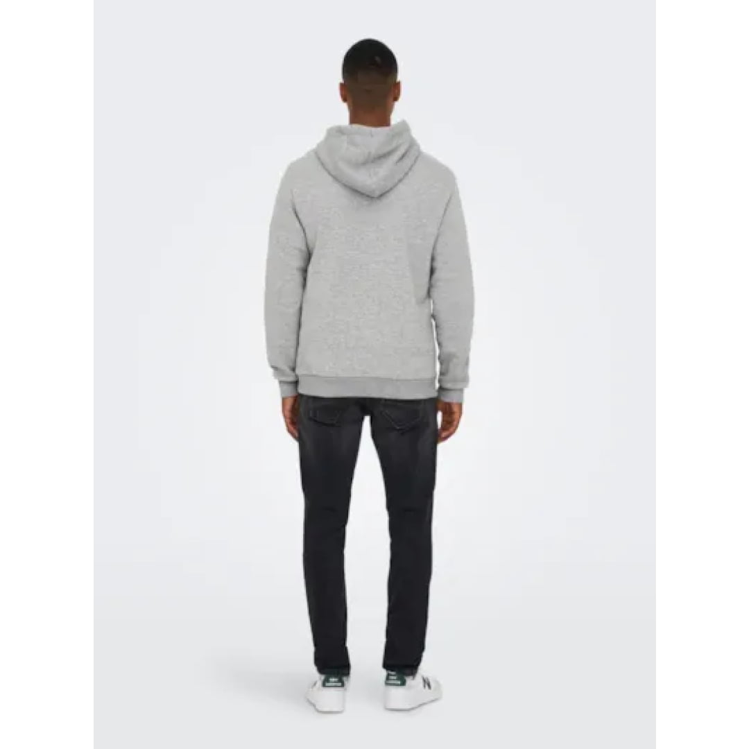 Sweat à Capuche Only & Sons Onsceres Light Grey Melange