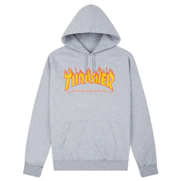 Sweat à Capuche Trasher Flame Logo Grey - Insidshop.com