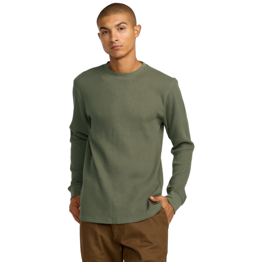 Sweat Col Rond RVCA Dayshift Thermal Olive - Rvca Ls